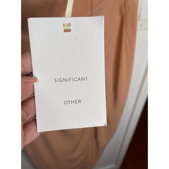 Significant Other Nightsong Dress Strapless Surplice Draped Front Almond Size 8 - Picture 8 of 12